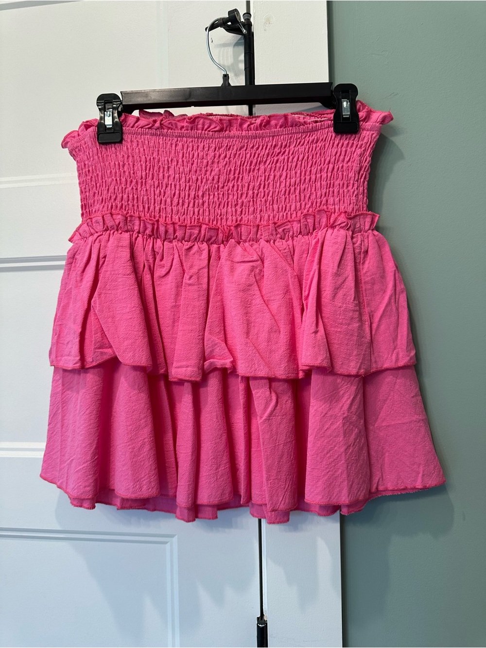 Women's Pink Tiered Smocked Mini Skirt